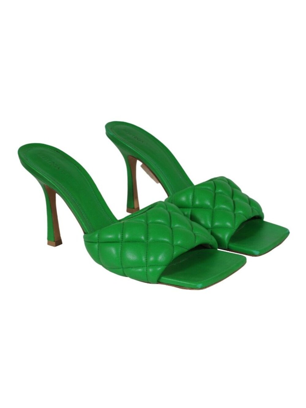 Bottega Veneta Women Lido Leather Woven Sandals Size US 9 EU 39 Green Leather